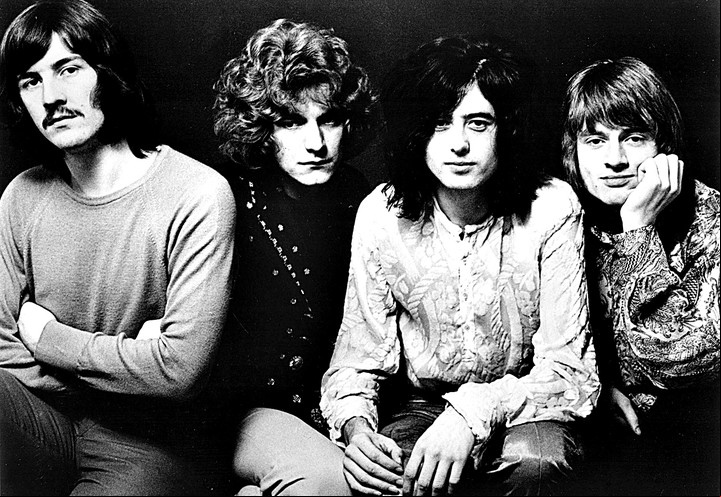 Led Zeppelin. John Bonham, Robert Plant, Jimmy Page y John Paul Jones en una foto de los años '70.