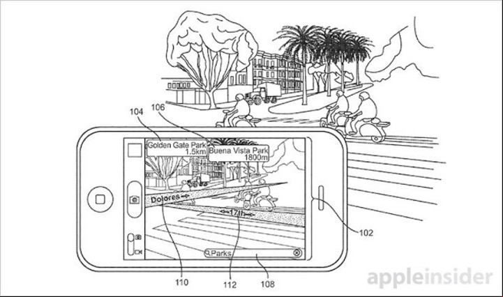 El sitio Appleinsider.com publicó un bosquejo del proyecto de Apple sobre realidad aumentada para el iPhone.