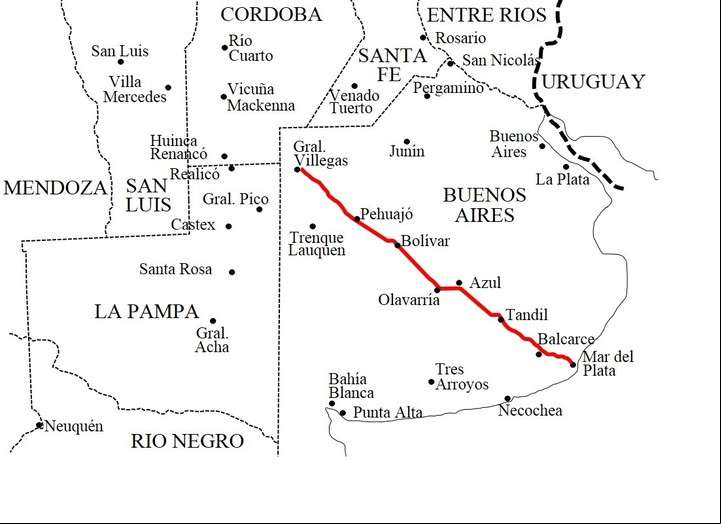 La ruta 226 traza una diagonal de más de 600 km en la provincia de Buenos Aires.