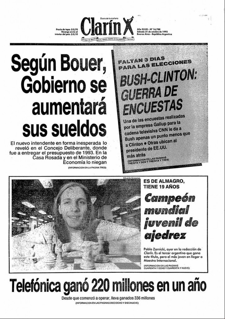 Tapa de Clarín del 31 de octubre de 1992: 19 años, felicidad y estilo "grounge".