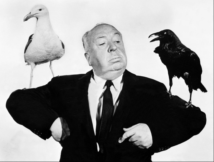 Alfred Joseph Hitchcock, en plena promoción de "Los pájaros". Fotos Archivo Clarín