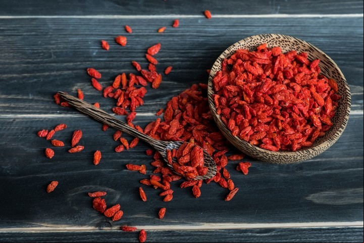 Las bayas de goji tienen una gran cantidad de fibras.