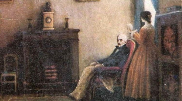 Pintura de José de San Martín con su hija Mercedes. Imagen Archivo Clarín