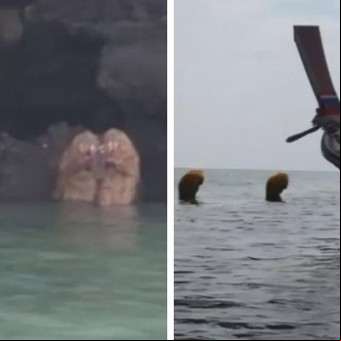 Las extrañas criaturas que aparecieron en una playa de Tailandia realizando un ritual