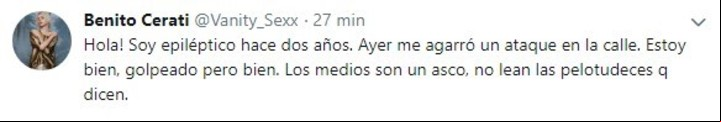 Tweet de Benito Cerati.