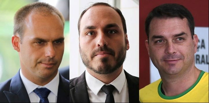 Tres de los hijos del Presidente Jair Bolsonaro denunciados por Anonymous. Foto/archivo