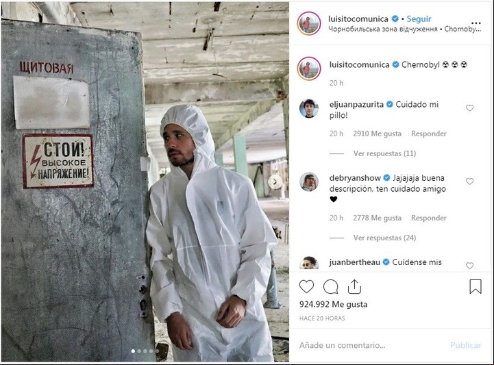 El Instagram de Luisito Comunica, sobre Chernobyl.
