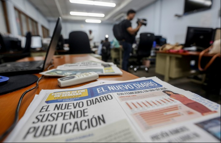 La última edición impresa del periódico El Nuevo Diario, el miércoles 27 de septiembre de 2019, después de 39 años. (AP Photo/Alfredo Zuniga)