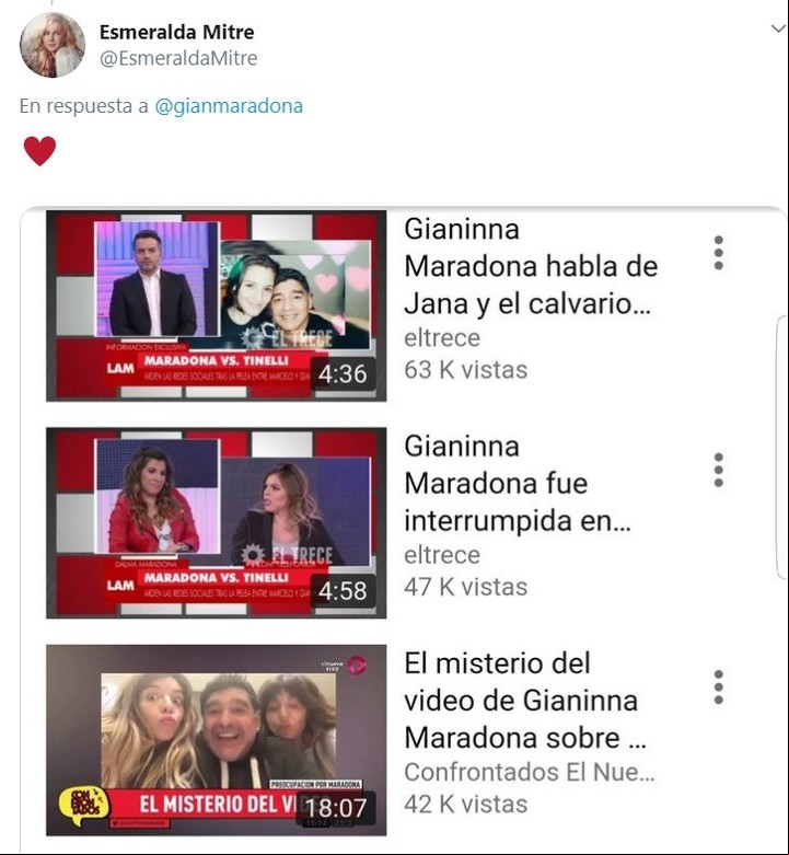 Esmeralda Mitre subió videos de "papelones" de las hijas de Diego Maradona.