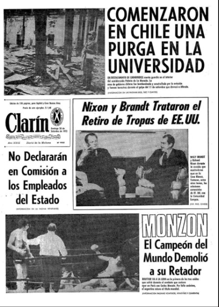 La tapa de Clarín con la noticia de una nueva victoria de Carlos Monzón.