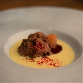 Mousse de chocolate y lavanda