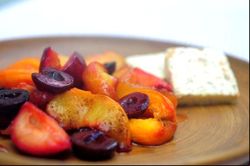 Receta de Frutas al horno con 
semifreddo de almendras
