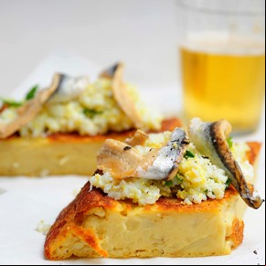 Fainá de papas con boquerones