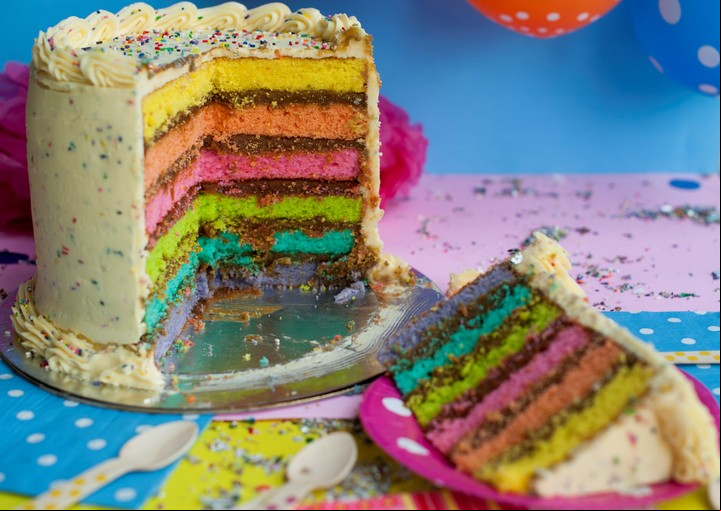 Receta de torta arco iris (Foto: @myvpasteleriacasera)