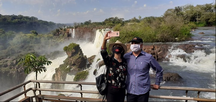 A las Cataratas del Iguazú con barbijo. Foto: Parques Nacionales