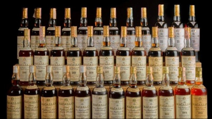 Foto ilustrativa de las botellas de whisky Macallan, procedente de Speyside, Escocia.