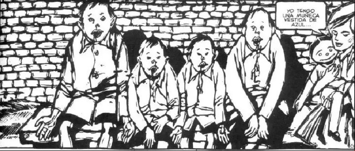 Viñeta de "La gallina degollada", de Alberto Breccia con guion de Carlos Trillo, basado en el cuento de Horacio Quiroga.