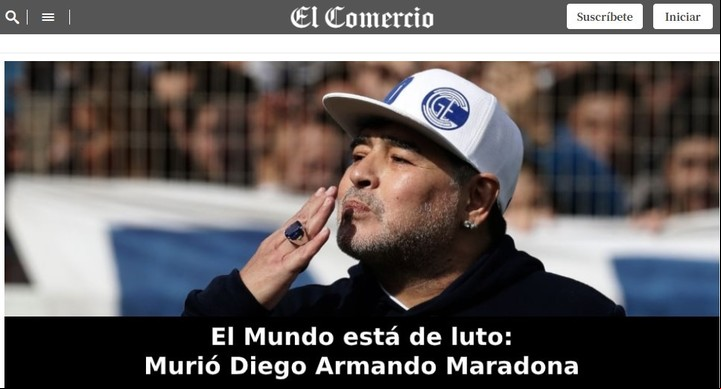 El Comercio de Perú, en primera plana.