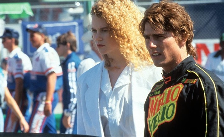 Una escena de "Días de trueno", con un Tom Cruise de 28 años, y una joven Nicole Kidman (23).