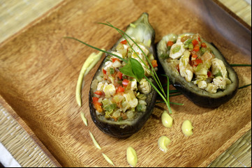 Receta de Berenjenas rellenas con pollo