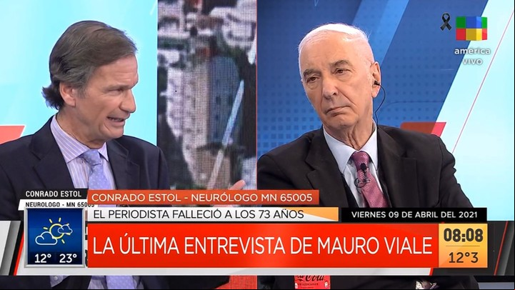 Viale, en su última aparición televisiva, pocos días antes de su muerte. Captura TV