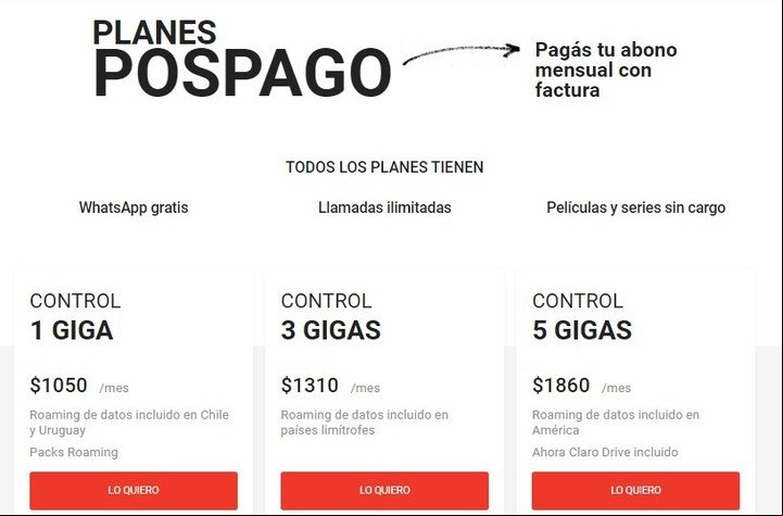 Las promociones de Claro. Foto Captura
