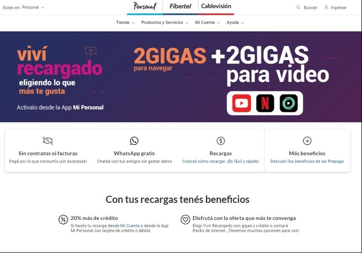 Las promociones de Personal. Foto Captura
