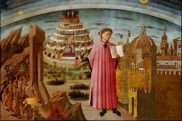 Dante bajo dos lupas que queman