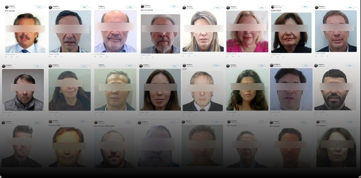 Algunas de las fotos que filtró el presunto cibercriminal que dice haber irrumpido en la base de datos del renaper.