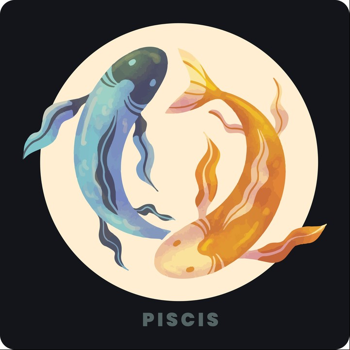 El símbolo de Piscis representa a dos peces enlazados por el cinturón zodiacal que se mueven en direcciones opuestas. Foto: Shutterstock.