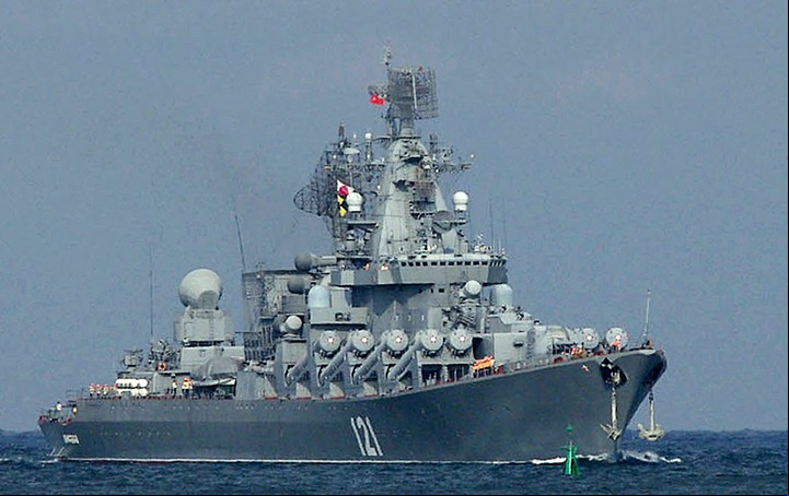 El Moskva, hundido en la guerra. Foto AFP