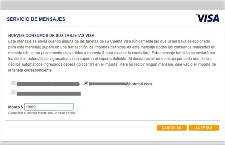 Al activar las alertas, hay que confirmar la dirección de e-mail de destino. Imagen: Captura.
