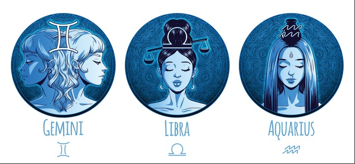 Los tres signos de Aire son Géminis, Libra y Acuario. Foto: iustración Shutterstock.