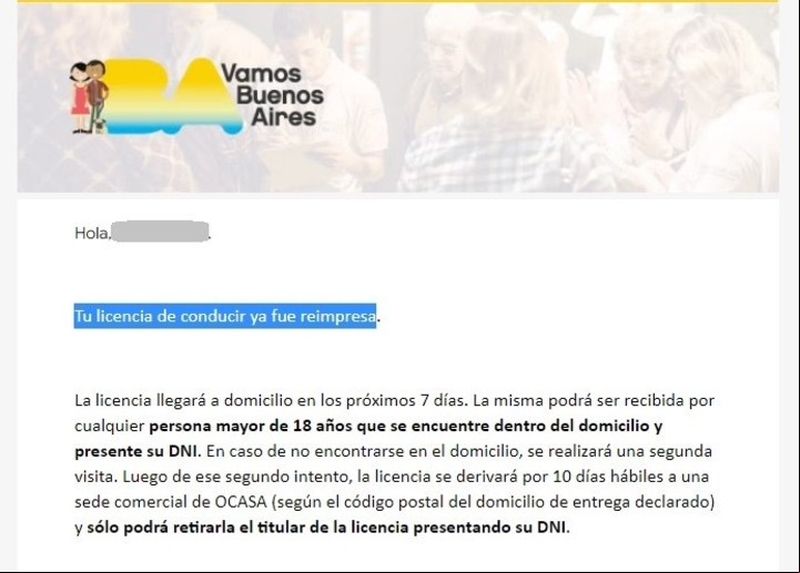 A medida que avanza el trámite, el vecino recibe actualizaciones y avisos por e-mail. Imagen: Captura.