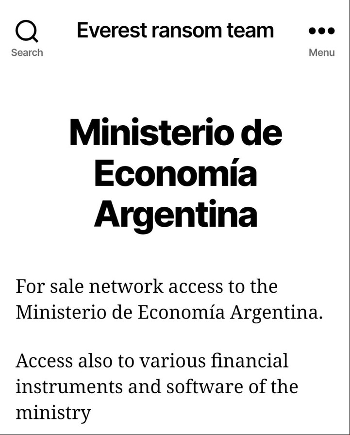 Everest, el grupo que afirma haber hackeado al Ministerio de Economía. Foto Everest blog