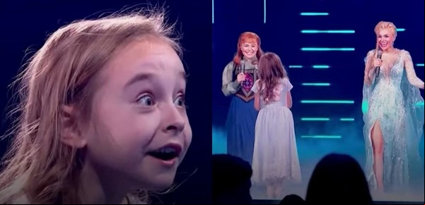 Las princesas de Frozen sorprendieron a la niña que cantó "Libre soy" en el refugio de Ucrania: la emotiva reacción la joven
