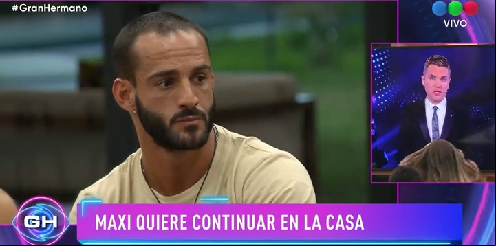 Después de haber anunciado públicamente que quería irse de Gran Hermano 2022, Maxi se arrepintió y se queda en la casa. Captura TV.