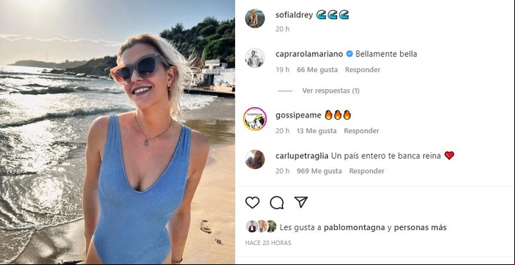 La publicación de Sofía Aldrey desde la playa.
