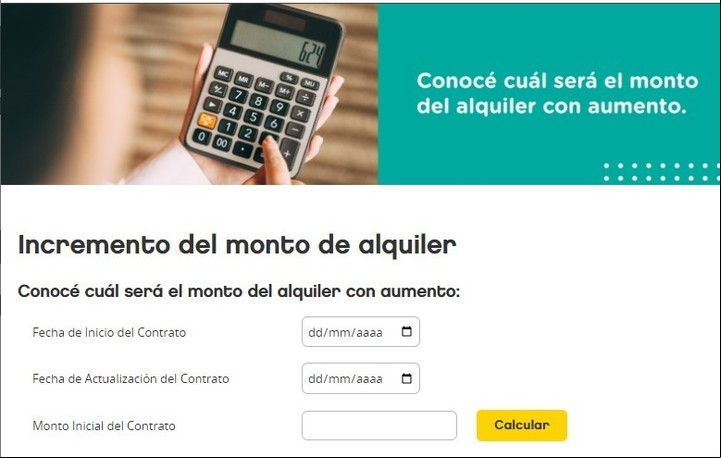 Una de las herramientas disponibles online para saber cuánto aumentará cada alquiler. Imagen: Captura.