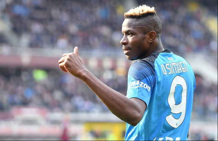 Victor Osimhen, de festejo. Es el goleador del equipo. (ANSA/ALESSANDRO DI MARCO).