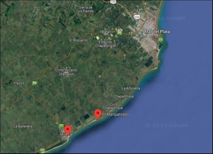 El Marquesado queda entre Chapalal (Mar del Plata) y Miramar.