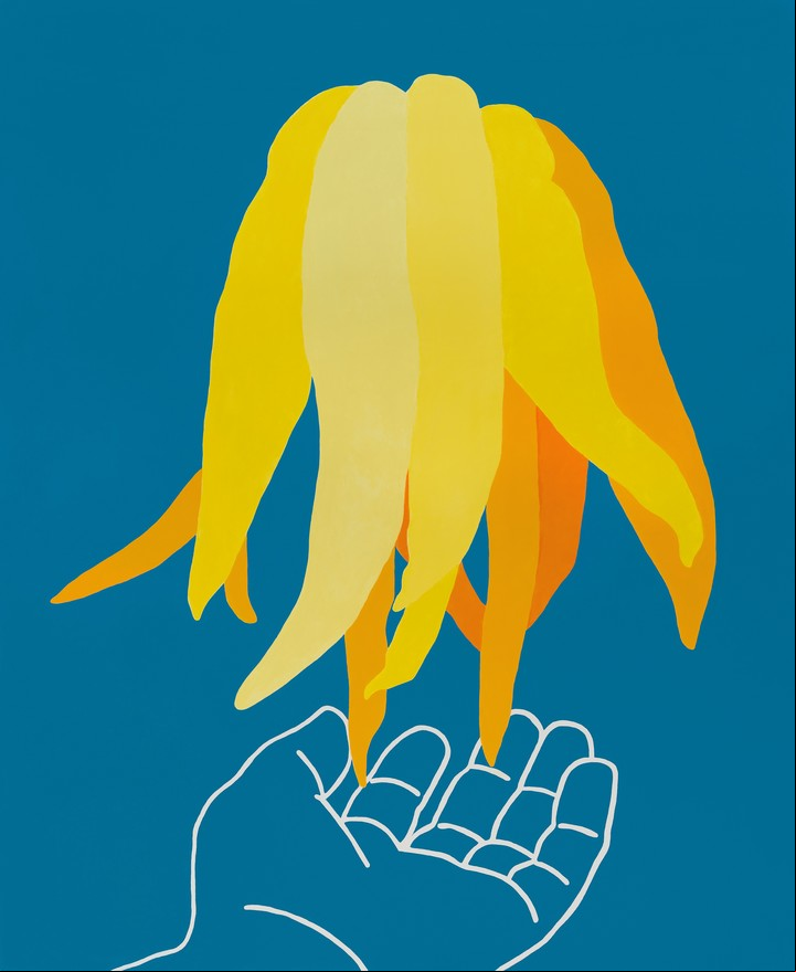 Pintura. "Mano con mano de Buda", de Hernán Marina.