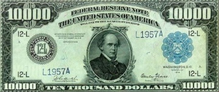 El billete de 10.000 dólares no tiene la imagen de un presidente.