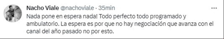 Tweet de Nacho Viale.