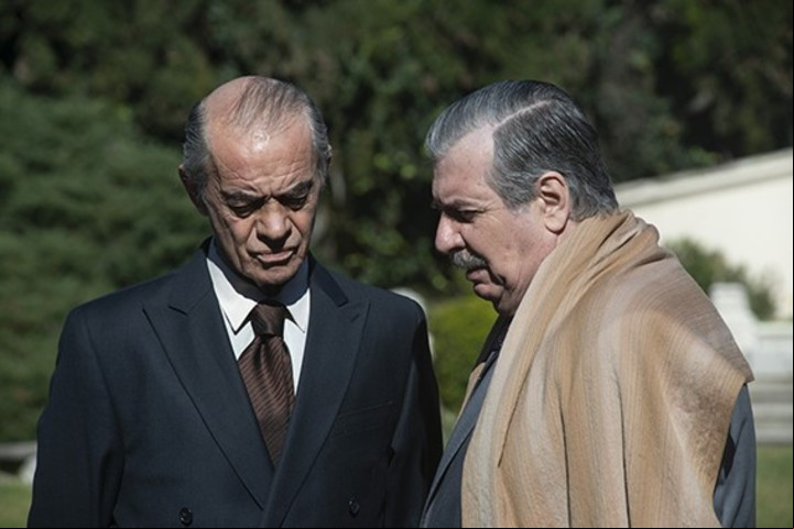 Jean Pierre Noher y Manuel Callau, en la recreación de Fernando de la Rúa y Raúl Alfonsín.