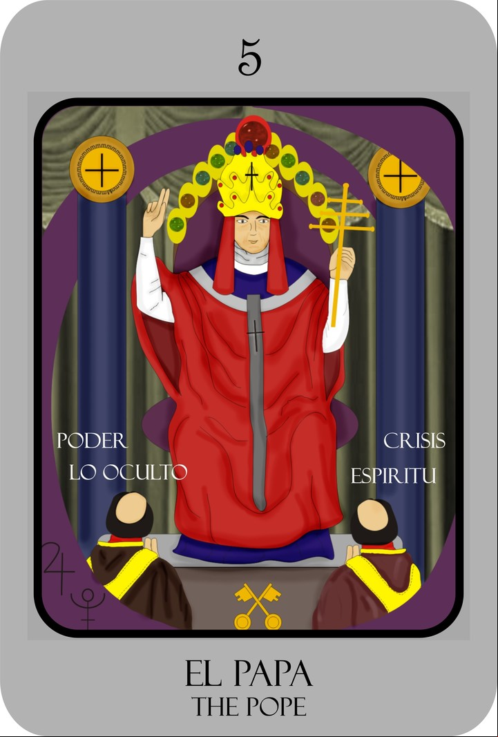 El Papa según el "Nuevo tarot de Marsella Leveratto". Foto: Ed. Kier/ilustraciones: Florencia y Lucía Brizuela.