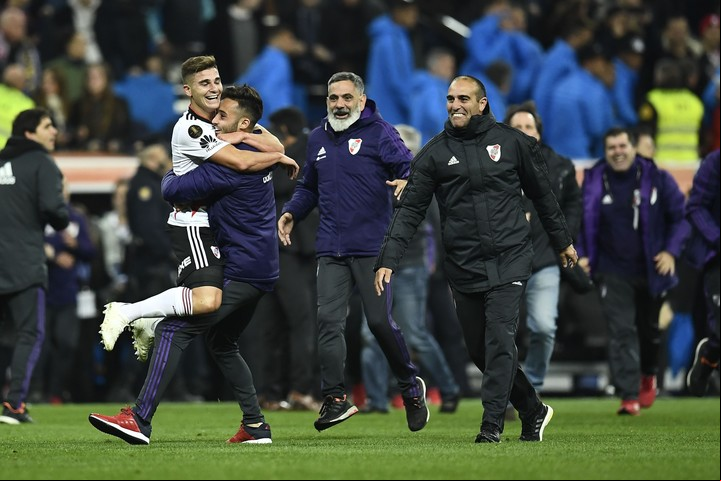 Julián Álvarez, campeón de la Copa Libertadores con River tras vencer a Boca en Madrid. en 2018. Foto: AFP