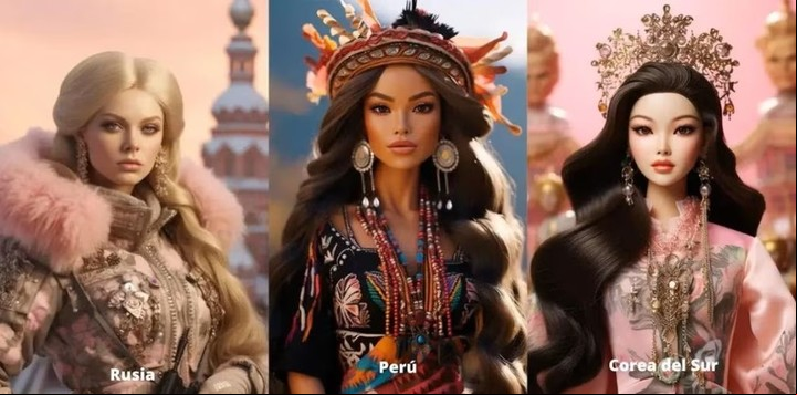 Barbies de Rusia, Perú y Corea del Sur. Foto: Twitter