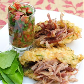 Arepas de arroz con bondiola