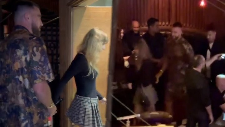 Taylor Swift y Travis Kelce fueron a comer al restaurante del Hotel Four Seasons. Foto: Twitter.